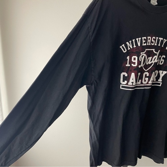 Vintage University of Calgary Long Sleeve Tshirt Tee Black Mens Size XL - Picture 3 of 7